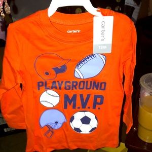 12 Month Baby Boy 3/4 Sleeve Tee NEW (orange) “MVP